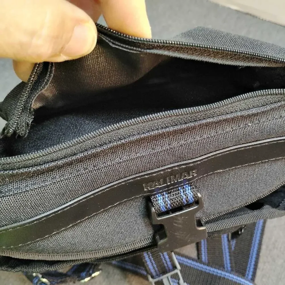 Kalimar Camera Bag Black Padded Case Blue Strap Adjustable Shoulder Bag